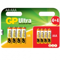 GP GP15-24AU4-4PP2 4 Adet AA Size Kalem Pil, 4 Adet AAA nce Size Kalem Pil Dahil Ultura Alkalin 8`Li Blister